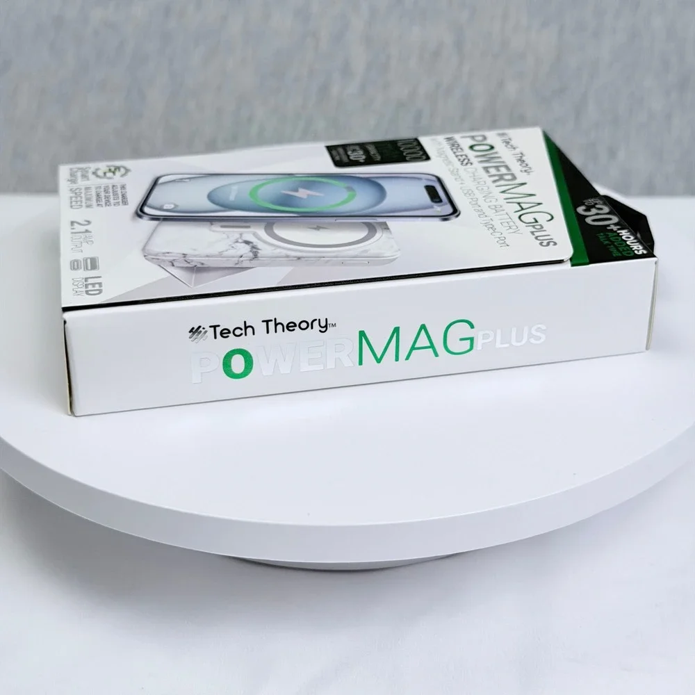 Tech Theory PowerMag Plus 10000mAh Wireless Charging Battery White Marble K168